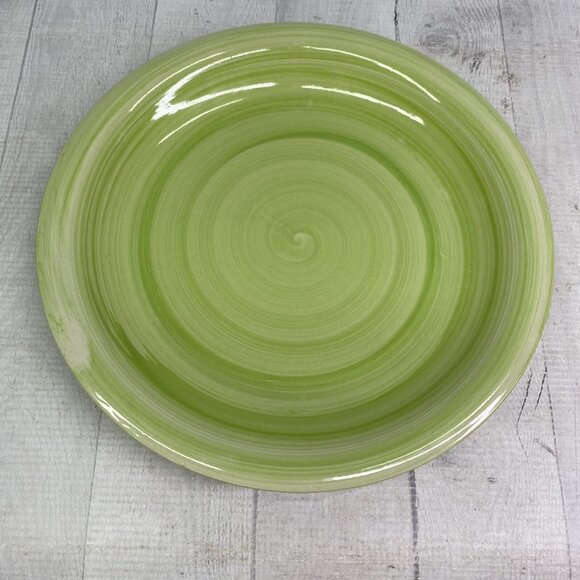Royal Norfolk Greenbrier Spring Green Swirl Stoneware 10.5" Dinner Plates Set 4 - Picture 2 of 16